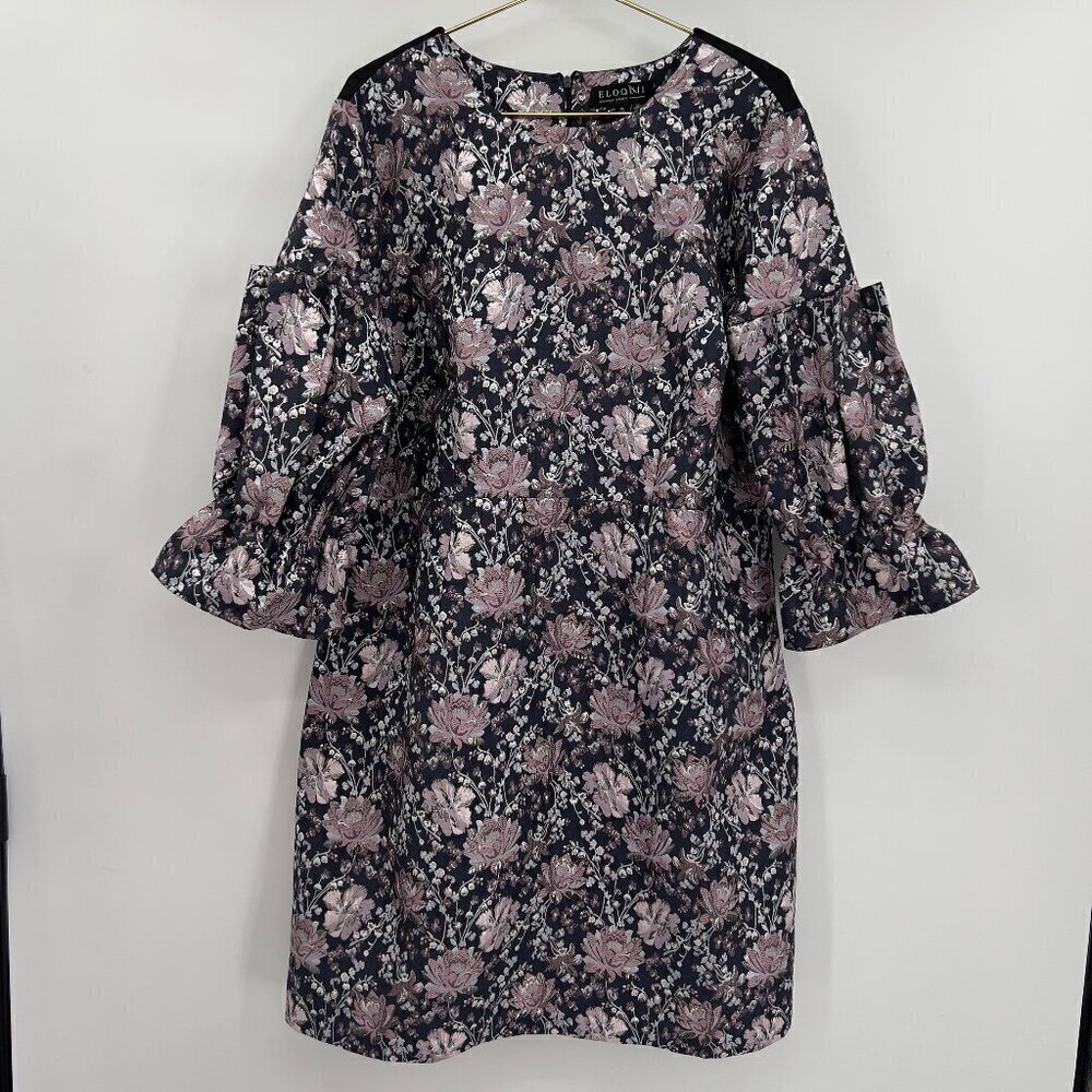 Eloquii Studio Plus Floral And Silver Detail Knee Length Dress Women's 18 - Picture 1 of 10
